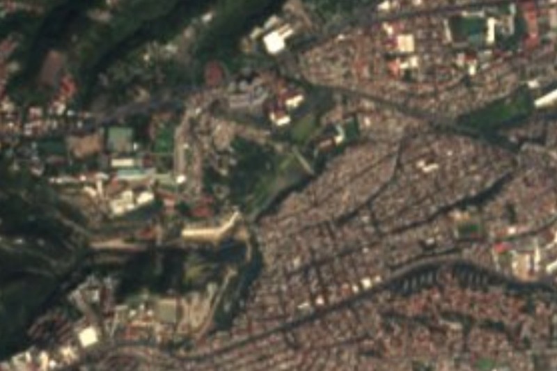 Satellite view of the Presa Tacubaya and the ravine around it in Álvaro Obregón, Ciudad de México