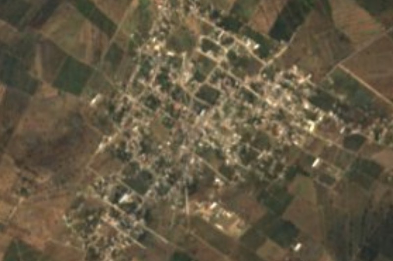 Vista satelital de San Felipe Teotitlán y sus campos, en Nopaltepec, Estado de México