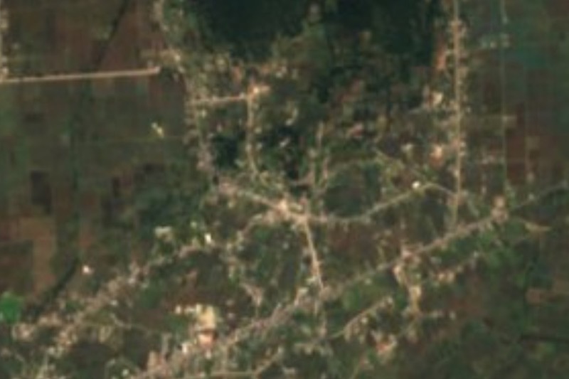 Vista satelital de San Felipe y Santiago y sus campos, en Jiquipilco, Estado de México