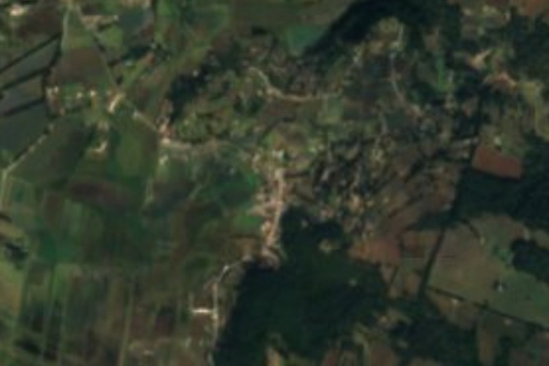 Vista satelital de San Martín Obispo en los cerros boscosos de Donato Guerra, Estado de México