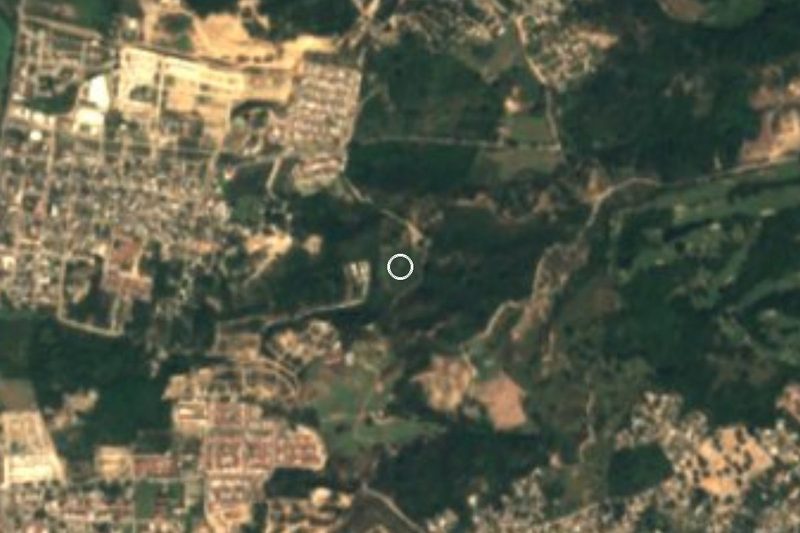 Vista satelital de la zona del Mariposario Jardín Mágico, Jalisco