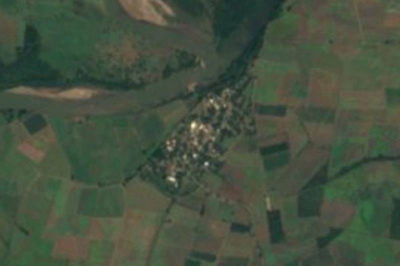 Vista satelital de Pimientillo junto al río Grande de Santiago, Nayarit
