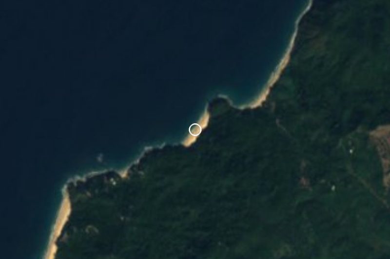Vista satelital de Playa de Barro al norte de San Pancho, Nayarit