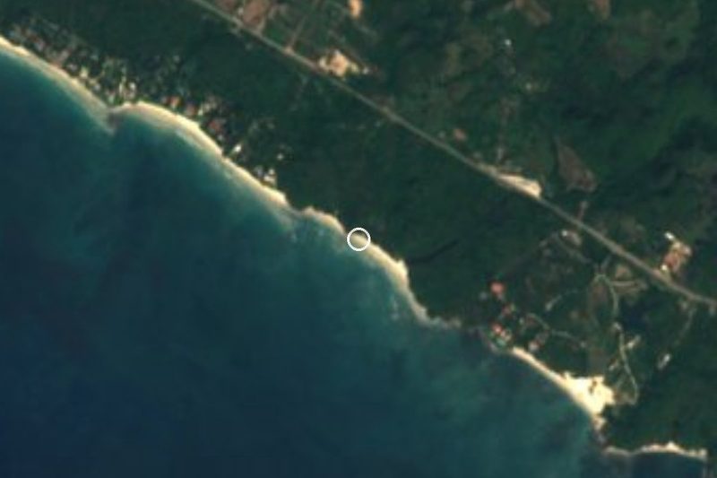 Vista satelital de Playa La Lancha en la costa de Punta de Mita, Nayarit