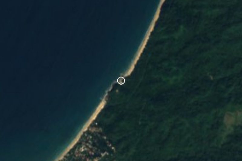 Vista satelital de Playa Las Cuevas entre Sayulita y San Pancho, Nayarit