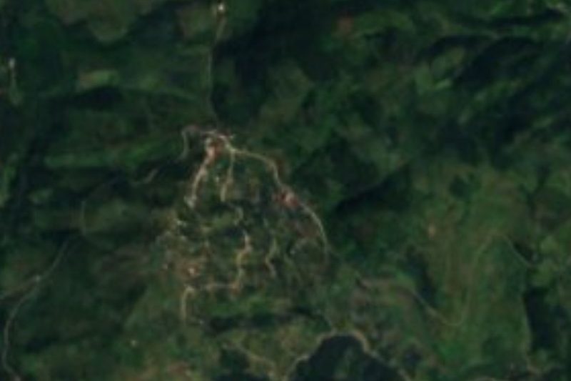 Satellite view of Ahuacatlán, a Nahua village in the mountains southeast of Huauchinango, Puebla