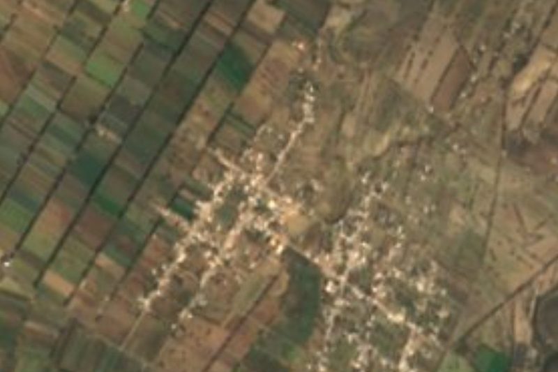 Vista satelital de Bellavista de Victoria y sus campos en Palmar de Bravo, Puebla