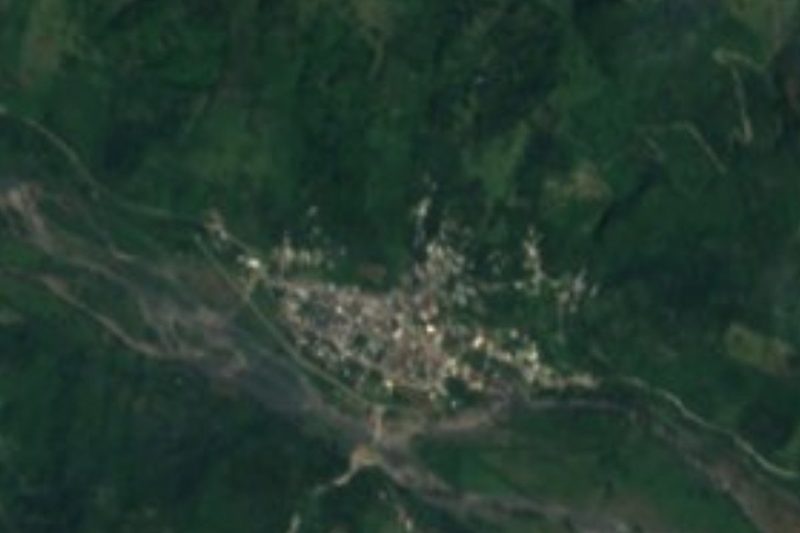 Vista satelital de Chicontla en el valle del río Necaxa, Puebla