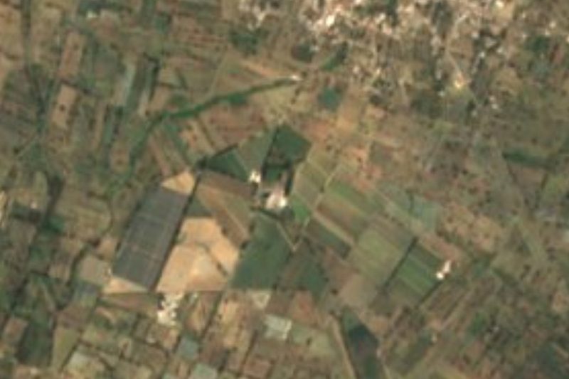 Vista satelital de la exhacienda El Carmen entre los campos de Quecholac, Ex-Hacienda el Carmen, Puebla