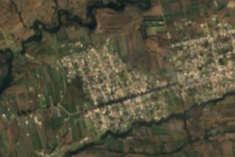 Satellite view of Guadalupe Zaragoza among the forested slopes of the Sierra Nevada, Puebla