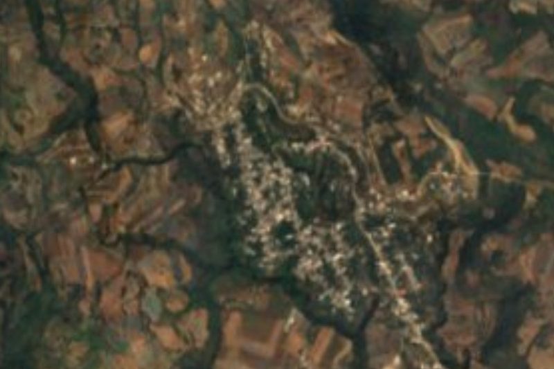 Satellite view of La Magdalena Yancuitlalpan on the lower slopes of Popocatépetl, Puebla