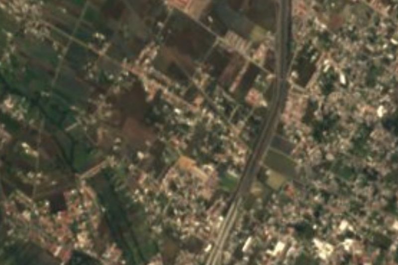 Vista satelital del Barrio de Nuevo León en la zona metropolitana de Puebla, cerca de Cholula