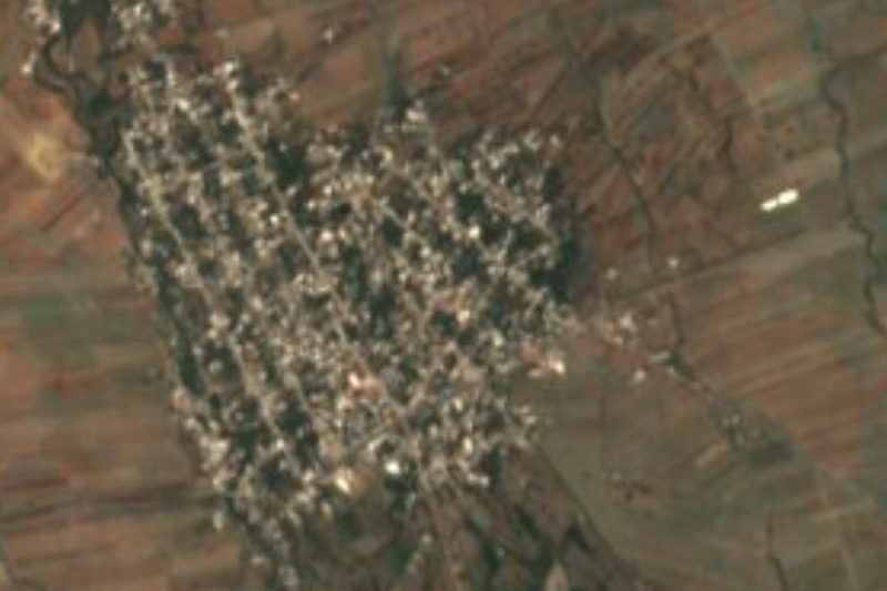 Vista satelital de San Jerónimo Coyula y sus campos, Atlixco, Puebla