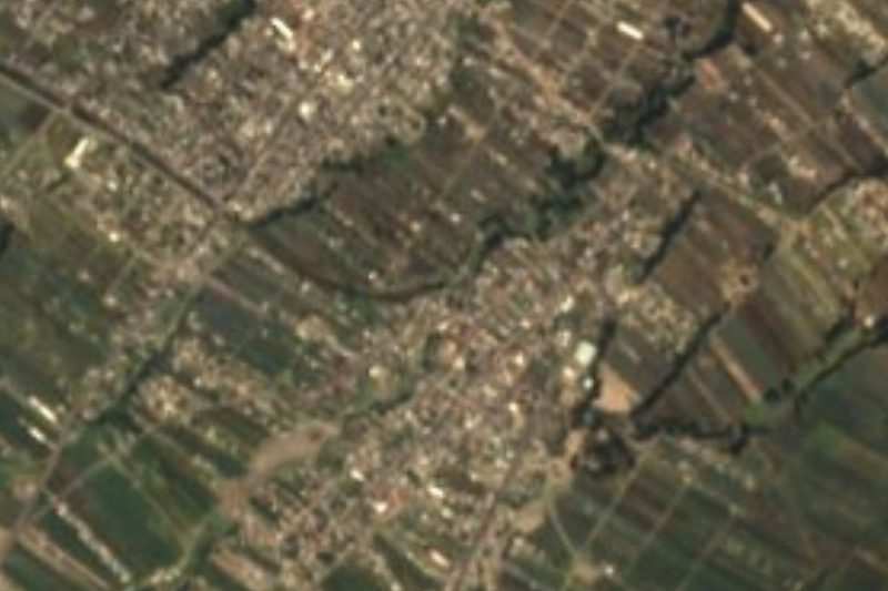 Vista satelital de San Sebastián de Aparicio, en el borde norte de la ciudad de Puebla, entre campos y barrancas
