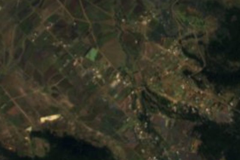 Vista satelital de Sebastopol entre los campos al norte de Chignahuapan, Puebla