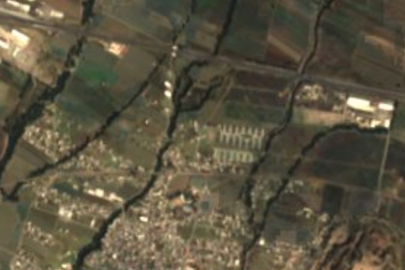 Vista satelital de Signoret, colonia de San Salvador Chachapa, en Amozoc, Puebla