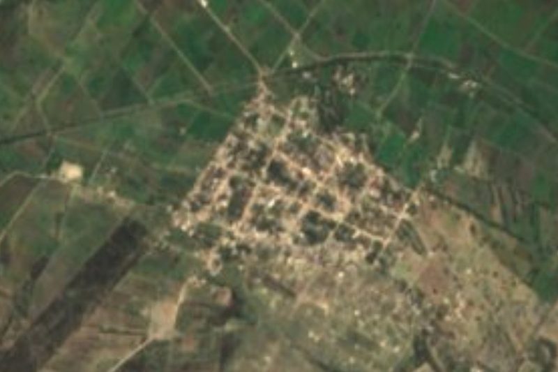 Vista satelital de Tepazolco entre parcelas de Tlacotepec de Benito Juárez, Puebla