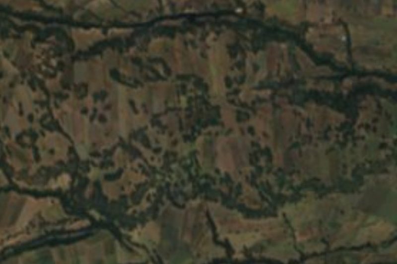 Vista satelital de la zona arqueológica de Tlalancaleca, entre San Matías Tlalancaleca y Tlahuapan, Puebla, Tlalancaleca (zona arqueológica)
