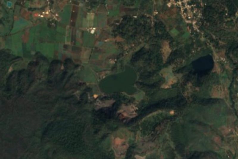 Vista satelital de Laguna La Magdalena, Michoacán