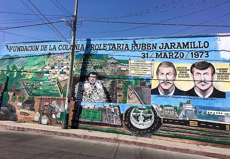 Mural sobre la Fundación de la Colonia Proletaria Rubén Jaramillo, Temixco, Morelos