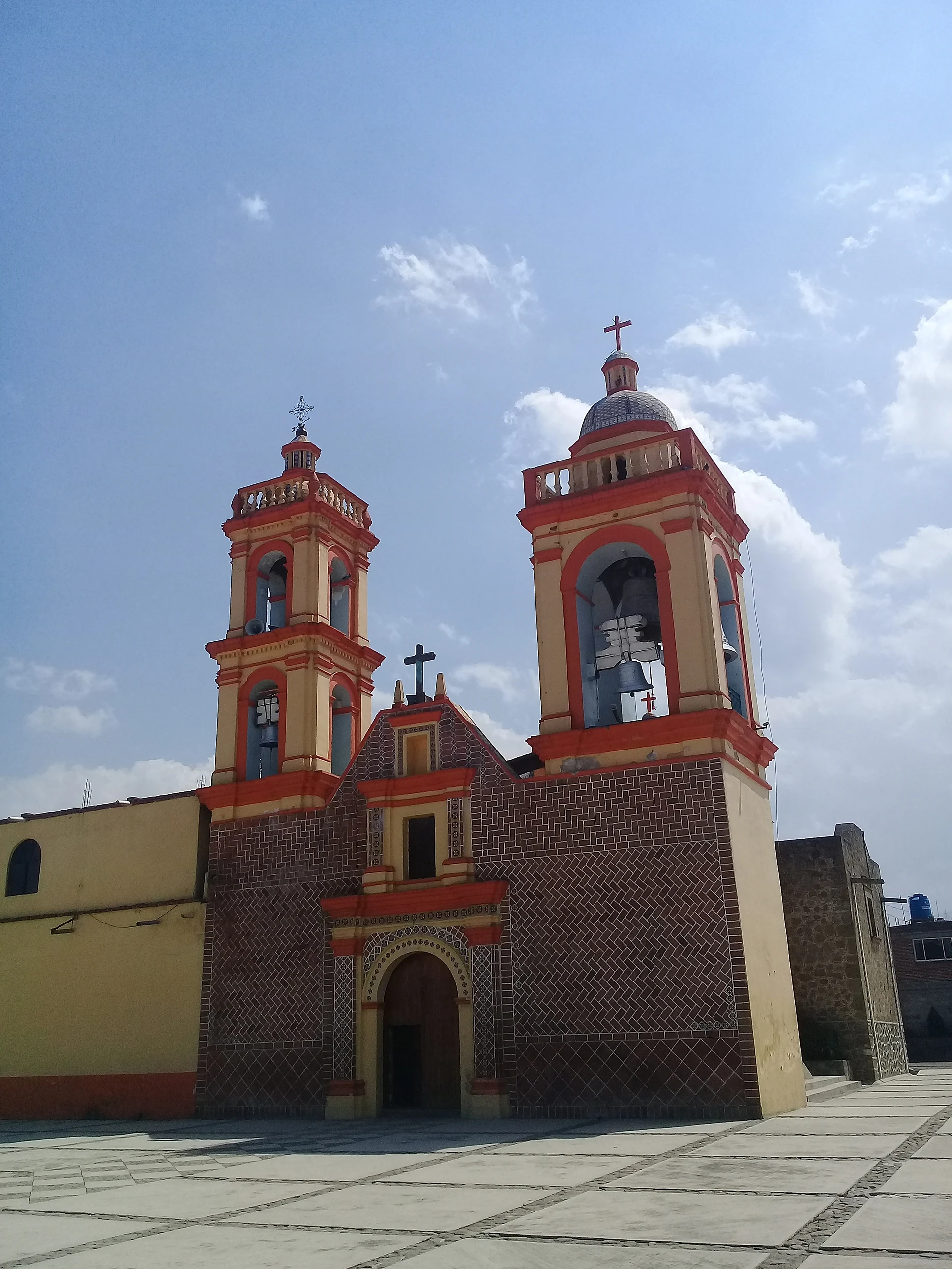 Twin-towered church of San Bartolomé in San Bartolomé Cuahuixmatlac, Tlaxcala