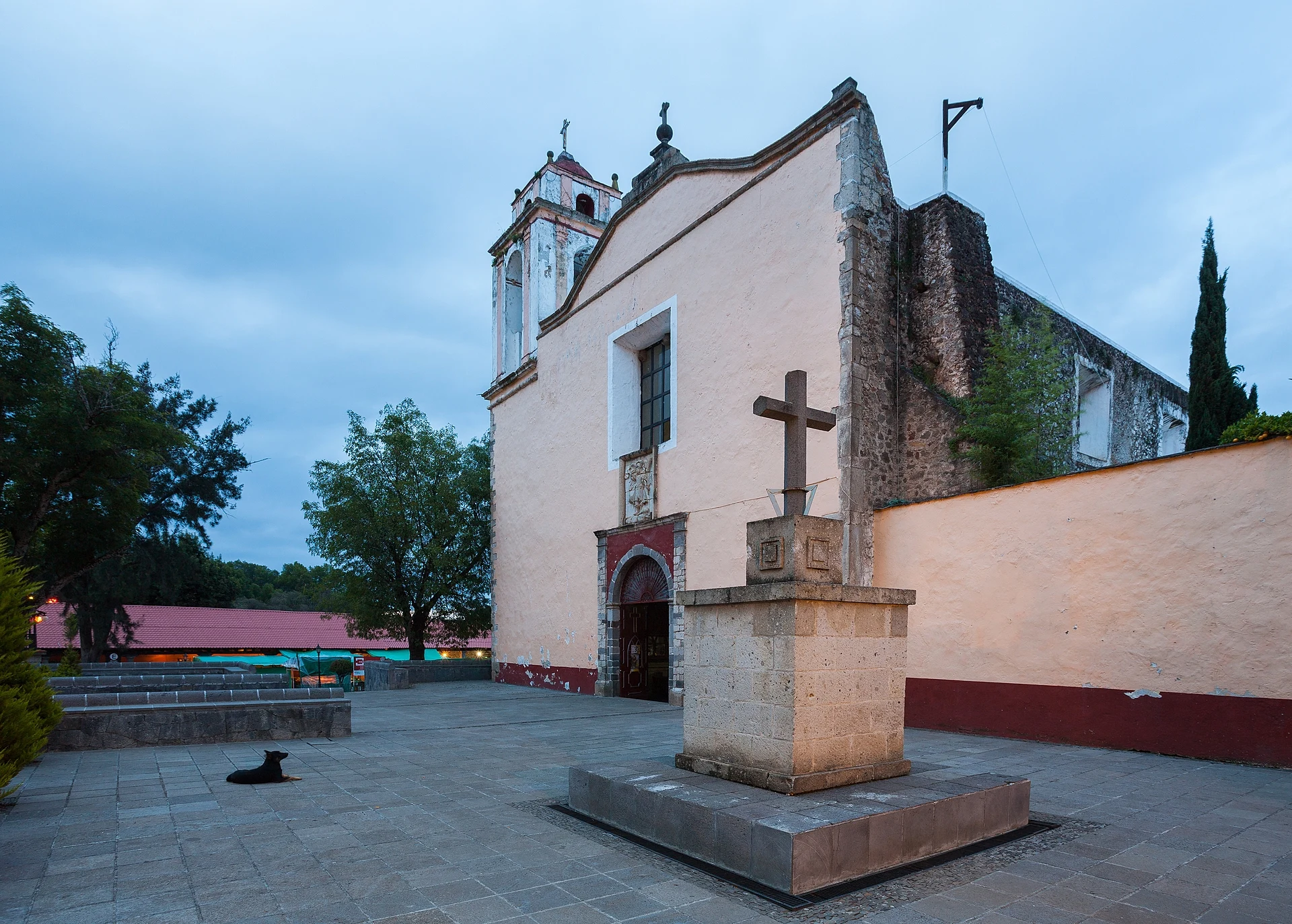 Stone cross in the atrium of the Church of San Juan Bautista, Huasca de Ocampo, Hidalgo